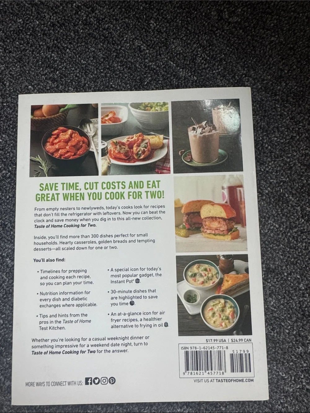 Taste of Home Cooking for Two Cookbook — White, Blue, Orange, Green